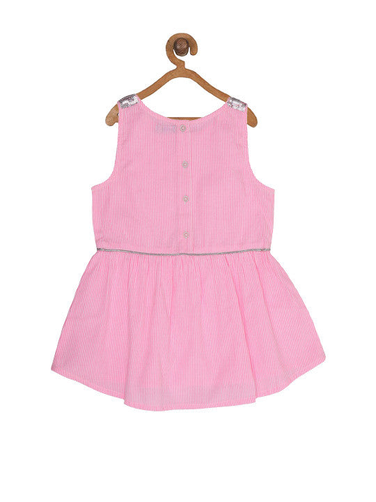 Girls Pink Striped Sleeveless Top