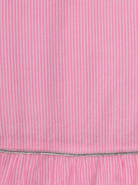 Girls Pink Striped Sleeveless Top