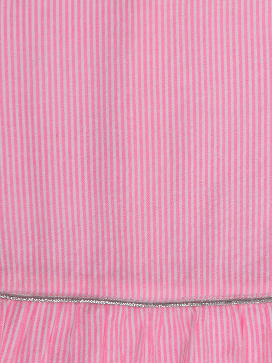Girls Pink Striped Sleeveless Top