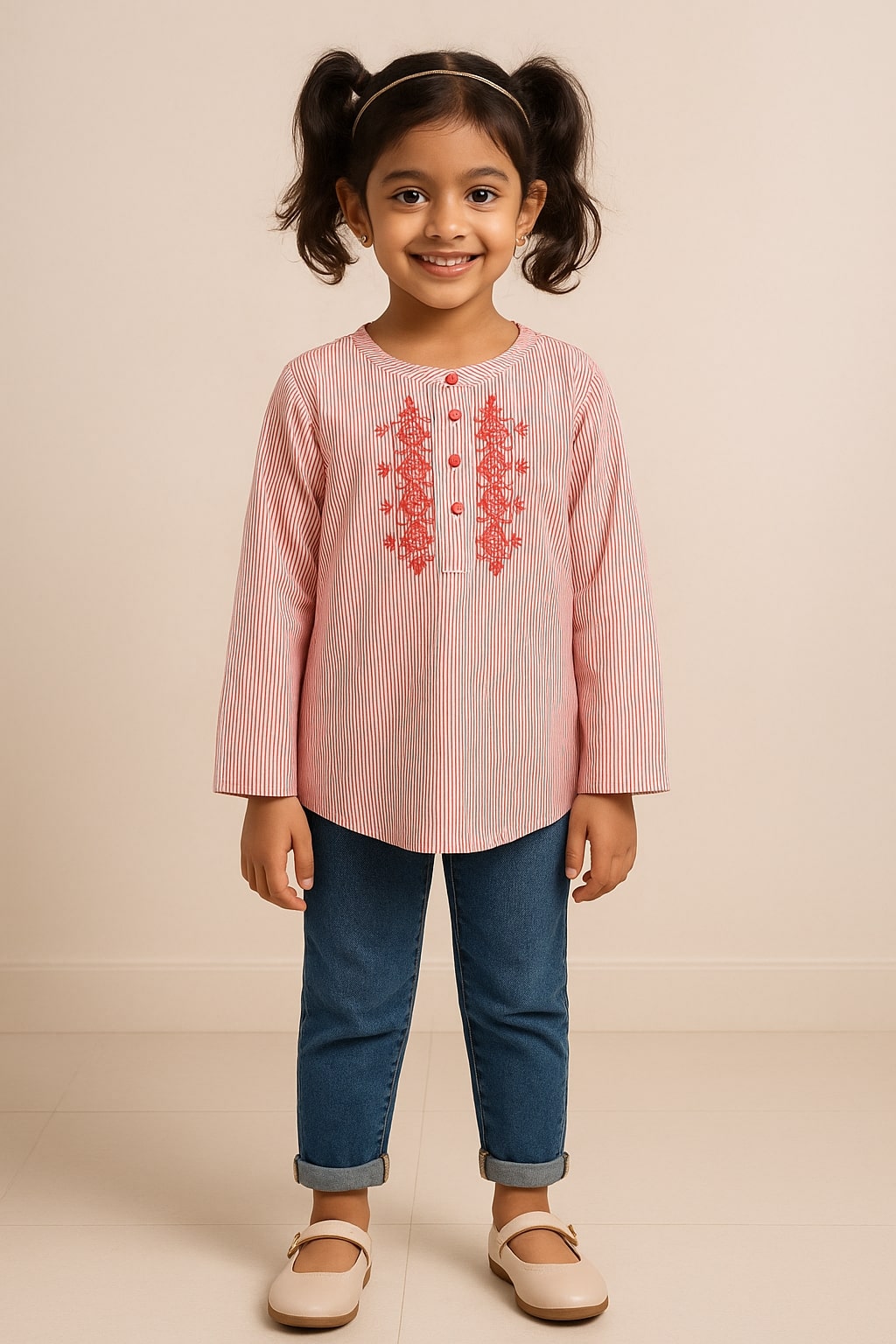 Girls Embroidered Pink Top