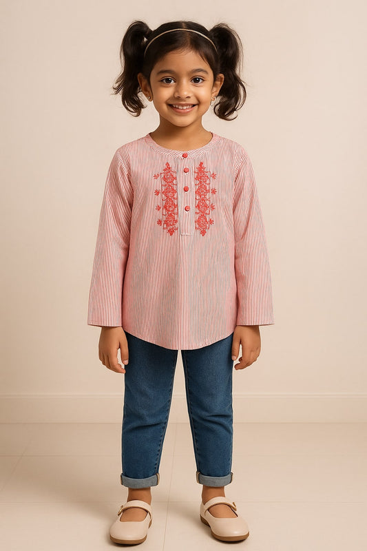 Girls Embroidered Pink Top