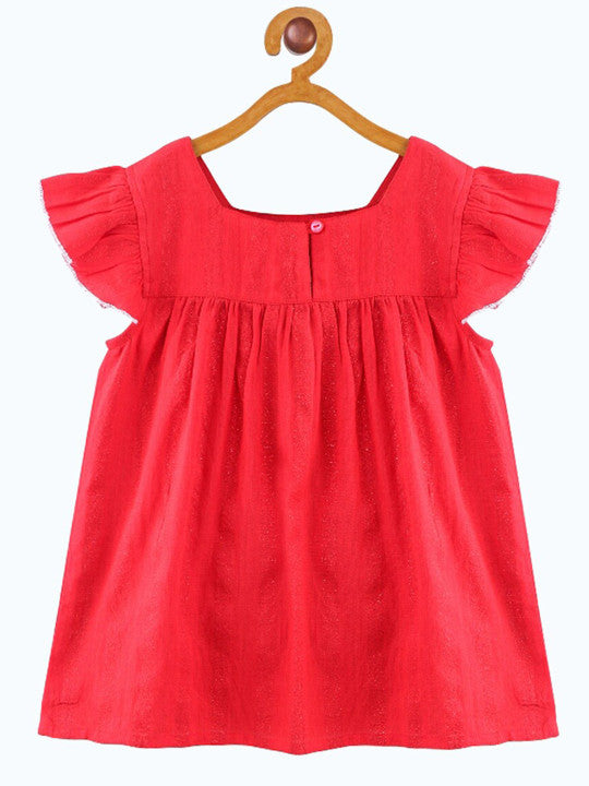 Girls Embroidered Red Top