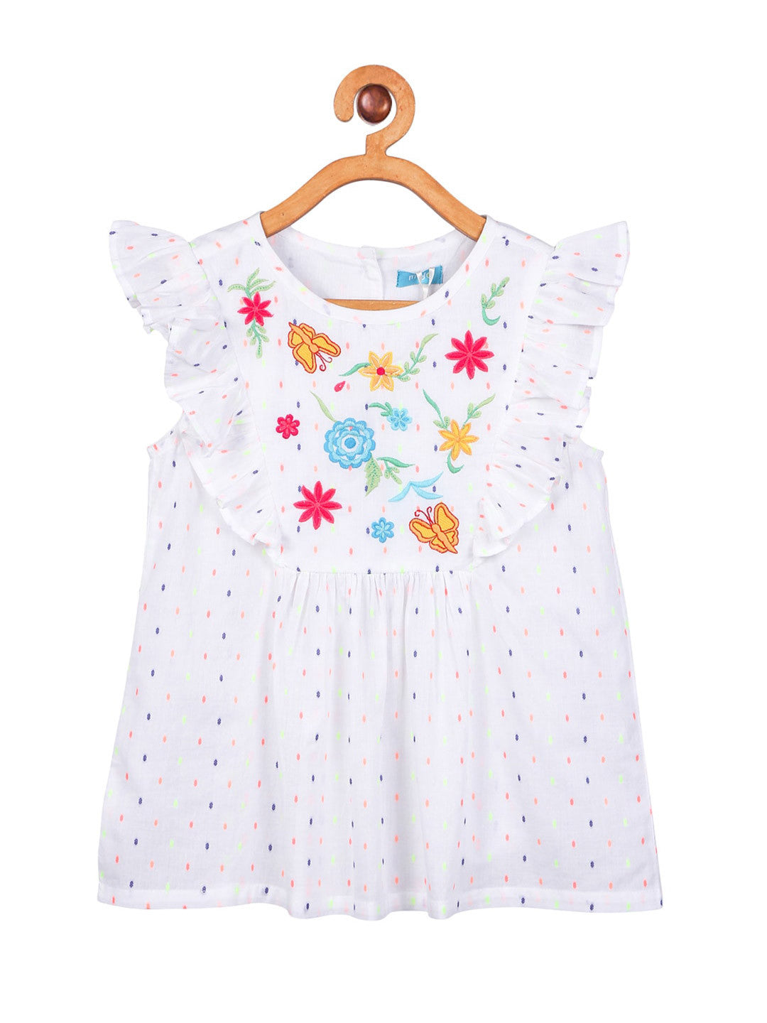 Girls White Floral Casual Top