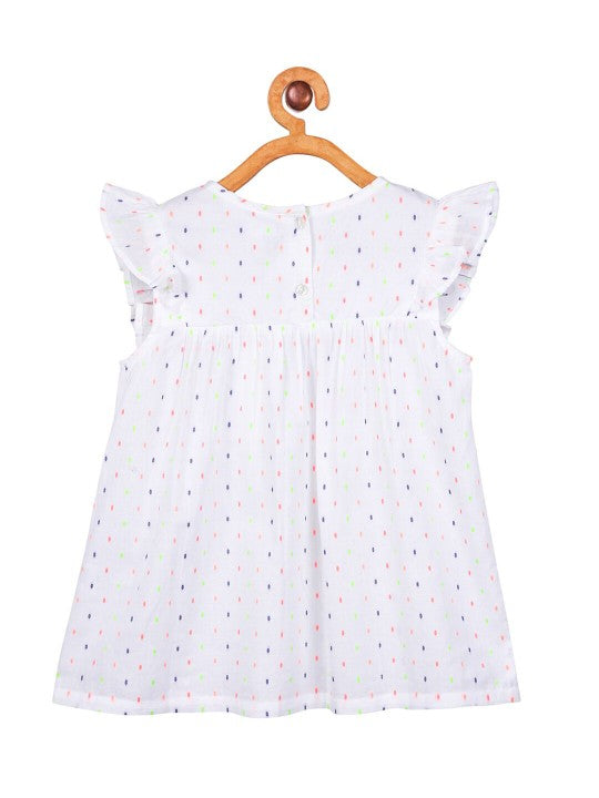Girls White Floral Casual Top