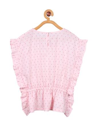 Girls Pink Embroidered Casual Top