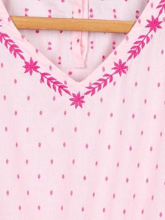 Girls Pink Embroidered Casual Top