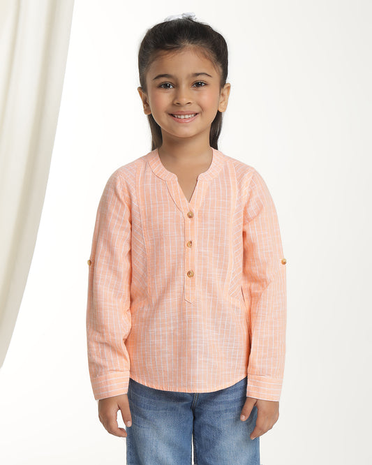Girls Mandarin Collar Casual Top
