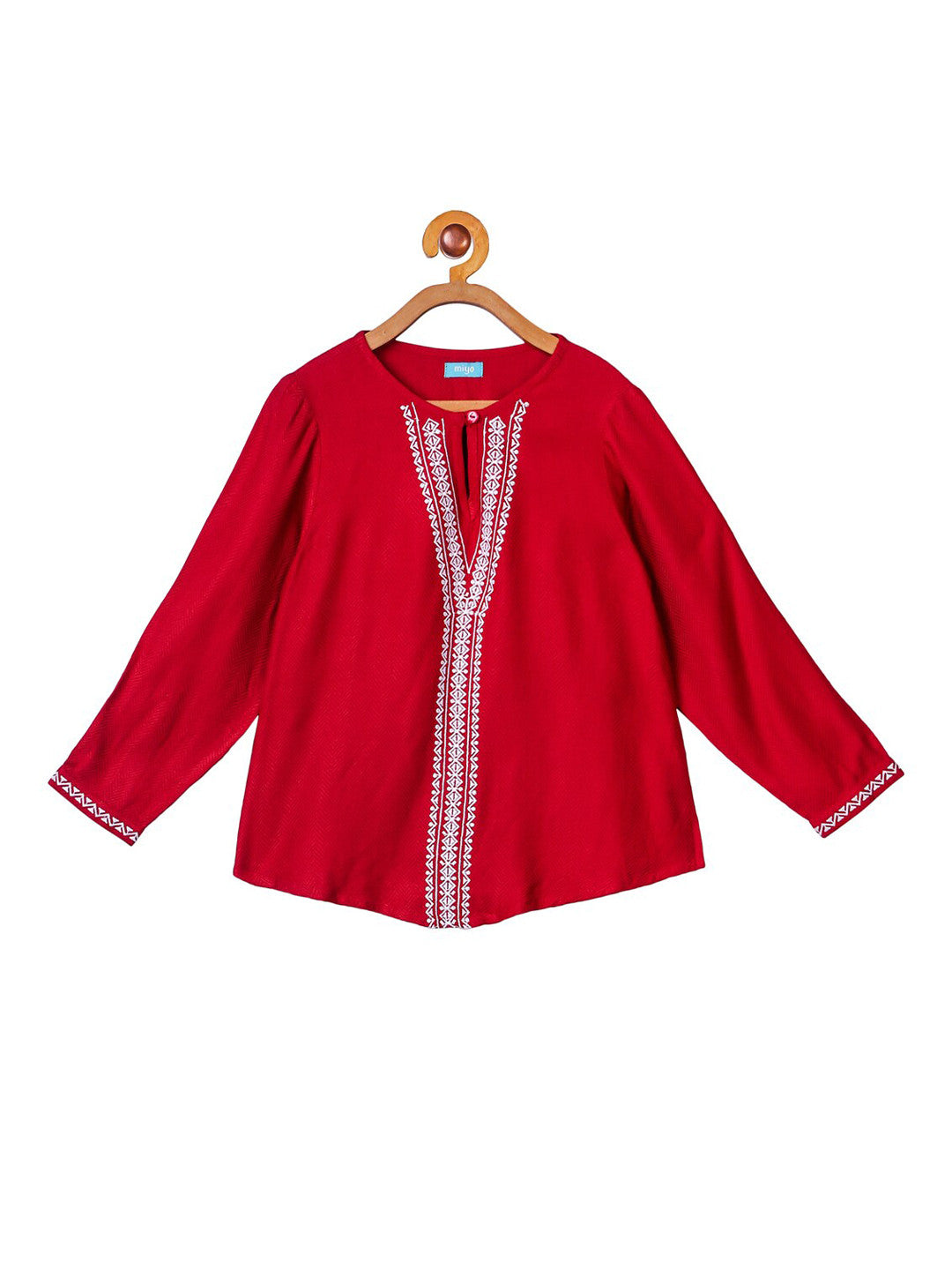Girls Embroidered Red Top