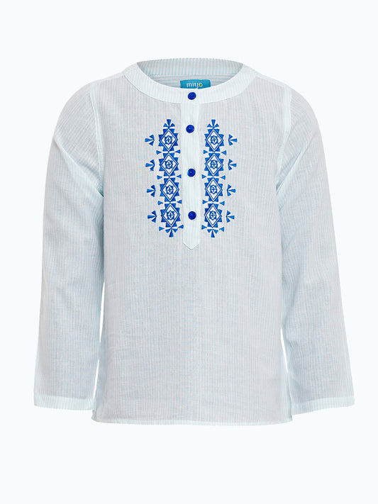 Girls White Embroidered Casual Shirt