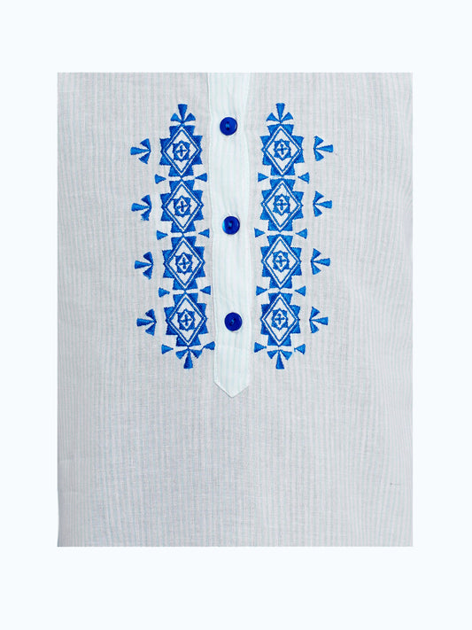 Girls White Embroidered Casual Shirt