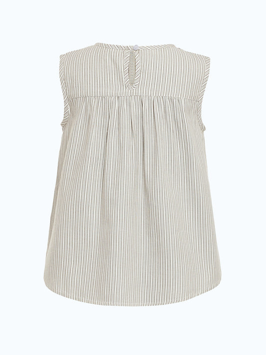 Girls Striped Embroidered Sleeveless Top