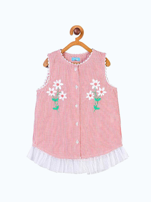 Girls Embroidered Sleeveless Casual Top