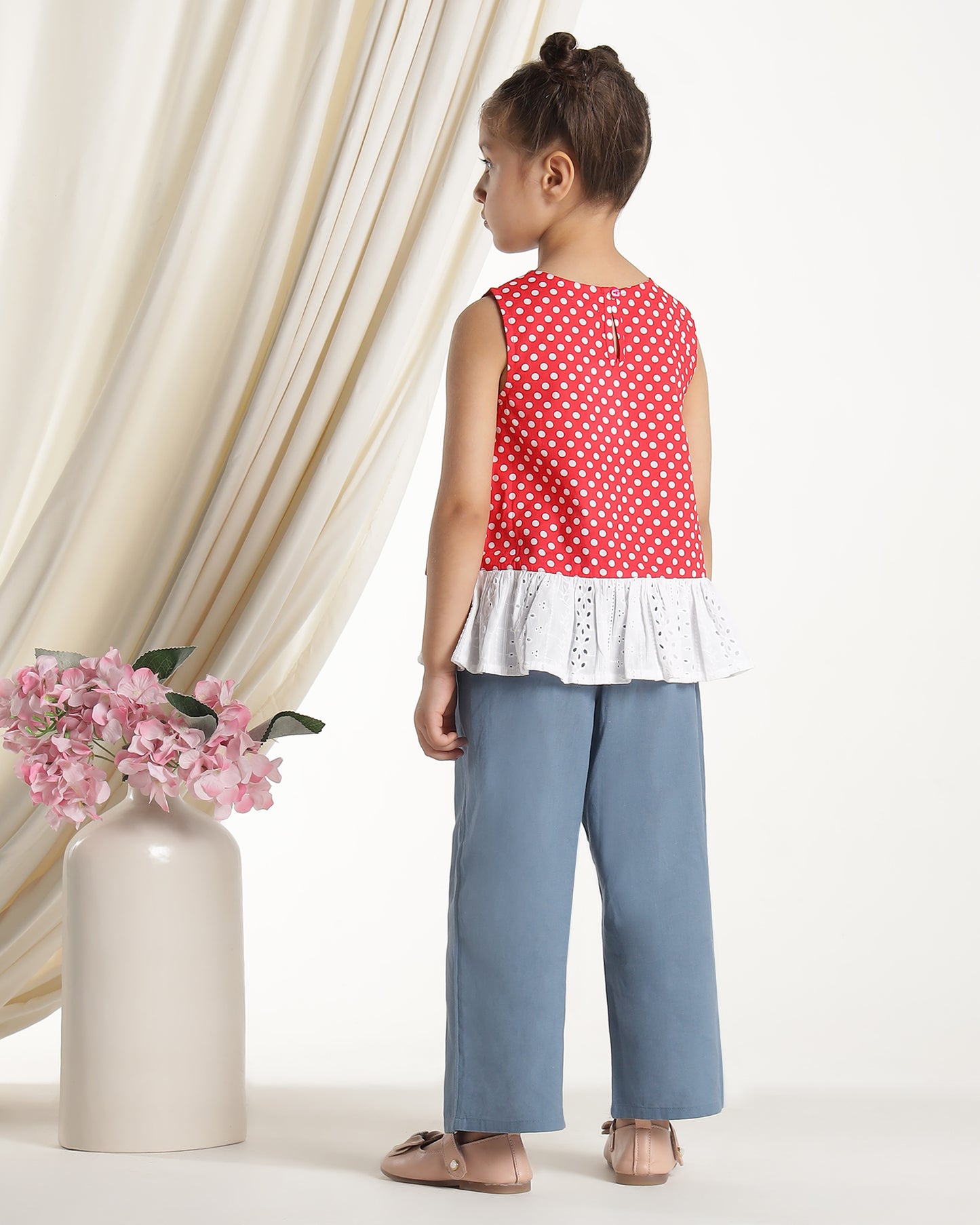Girls Red Sleeveless Casual Top