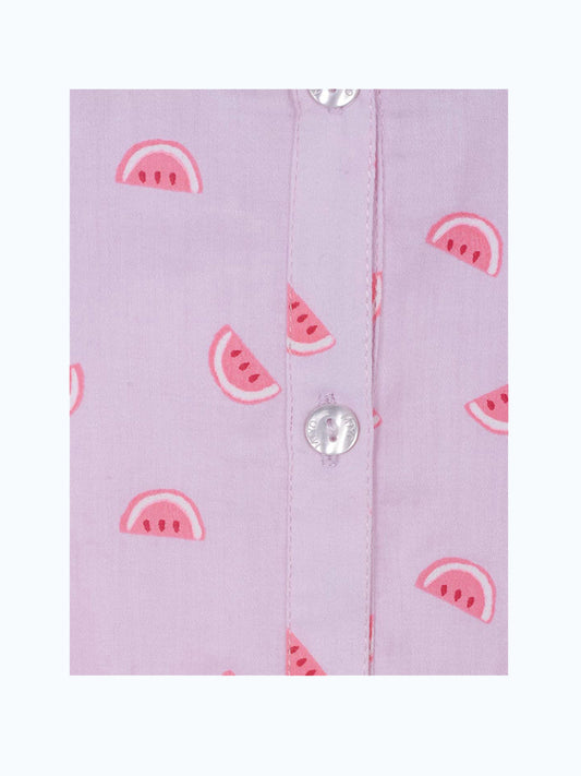 Girls Pink Printed Tie-Up Casual Top