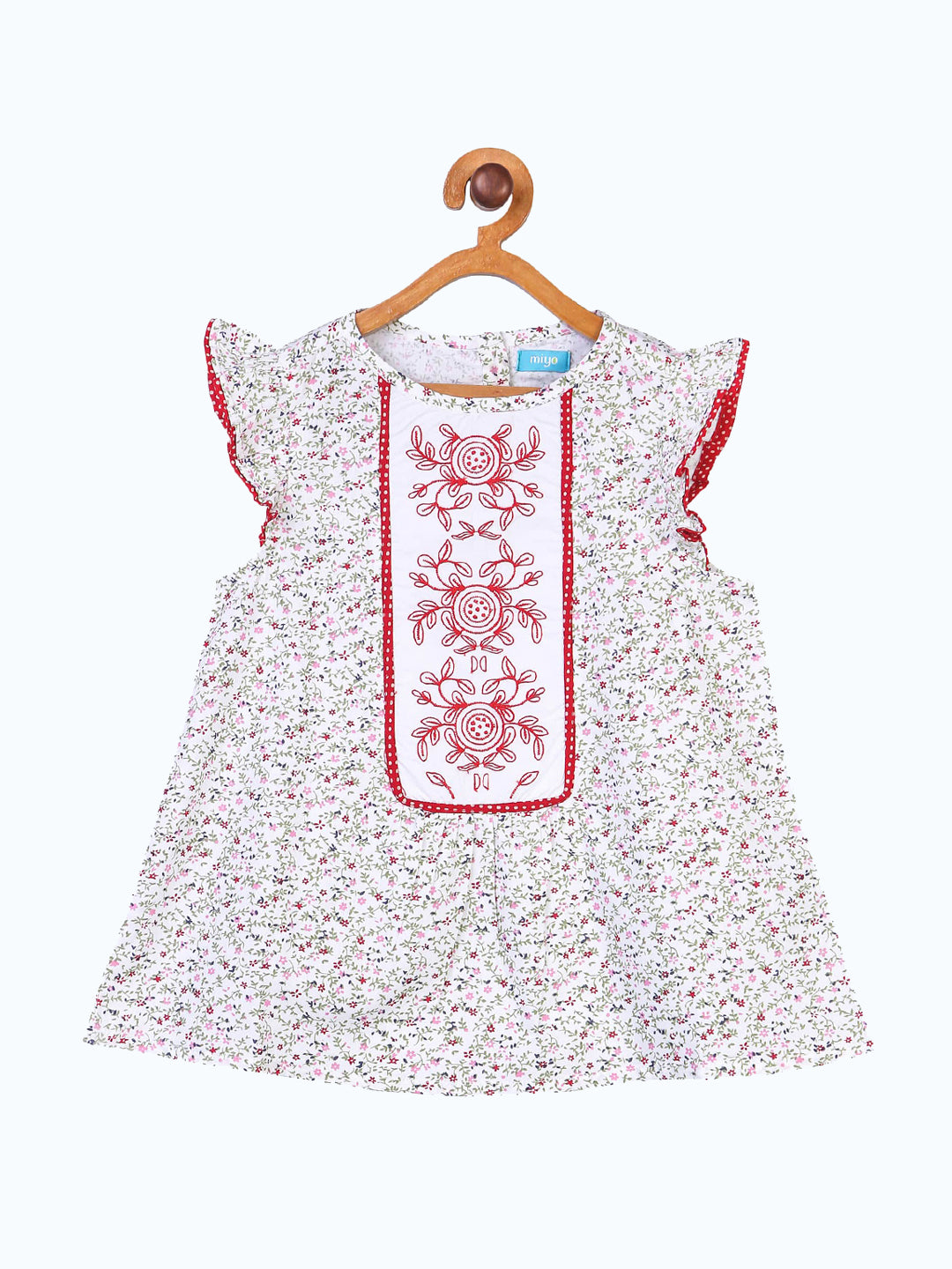 Girls Floral Flutter Sleeve Top