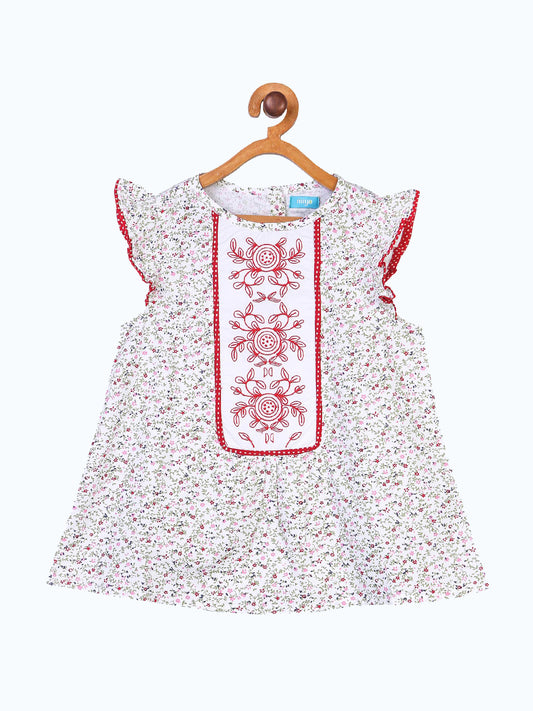 Girls Floral Flutter Sleeve Top