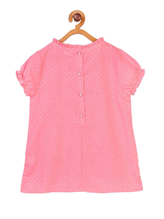 Girls Pink Puff Sleeve Casual Top