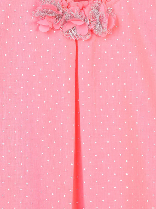 Girls Pink Puff Sleeve Casual Top