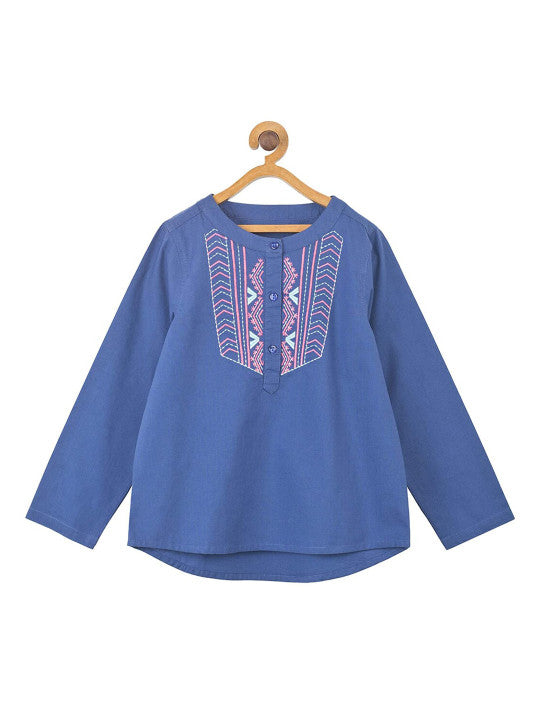 Girls Embroidered Blue Top