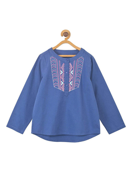 Girls Embroidered Blue Top