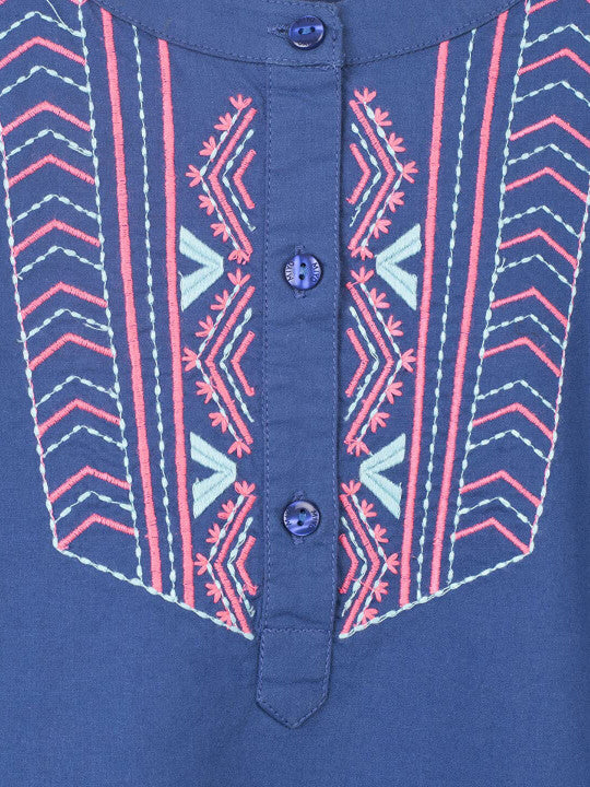 Girls Embroidered Blue Top