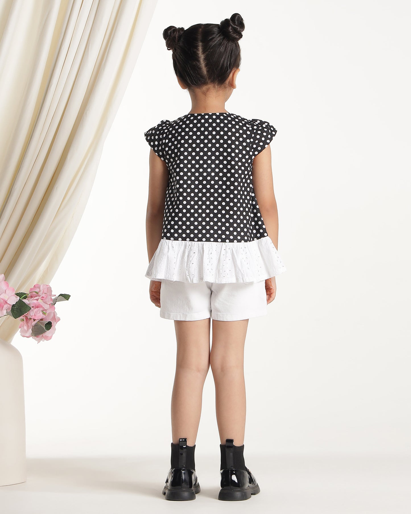 Girls Black Embroidered Casual Top