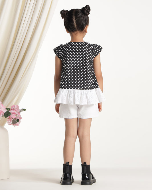 Girls Black Embroidered Casual Top