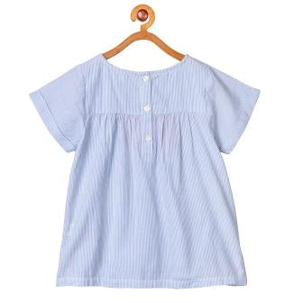 Girls Light Blue Embroidered Casual Top