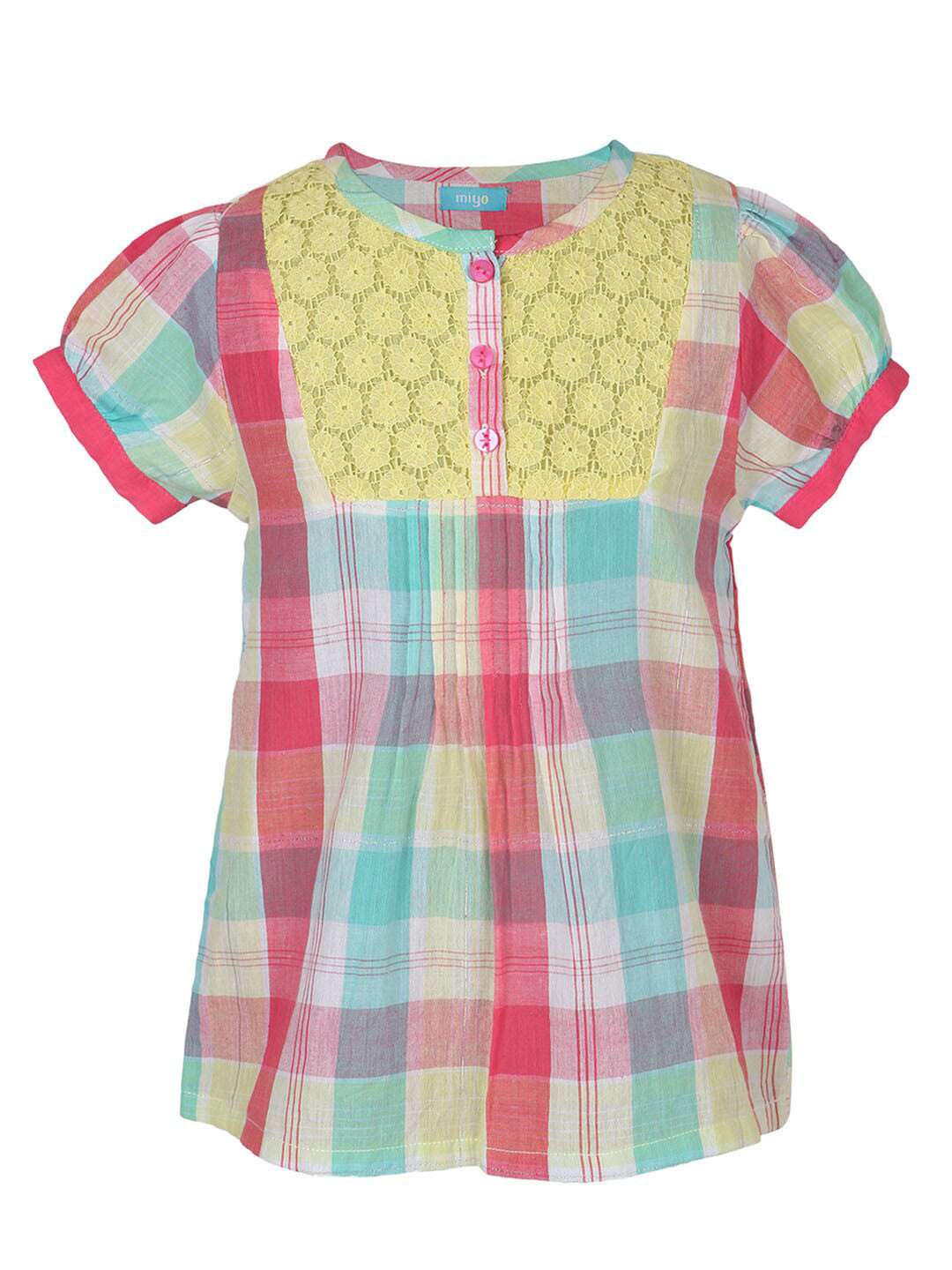 Girls Multicolour Checked Top