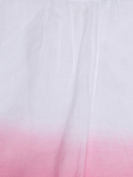 Girls White Pink Ombre Sequin Casual Top