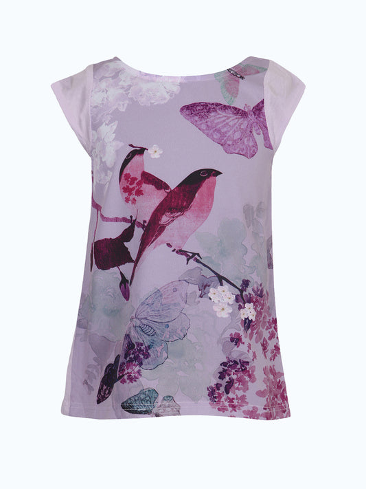 Girls Bird & Butterfly Print Casual Top