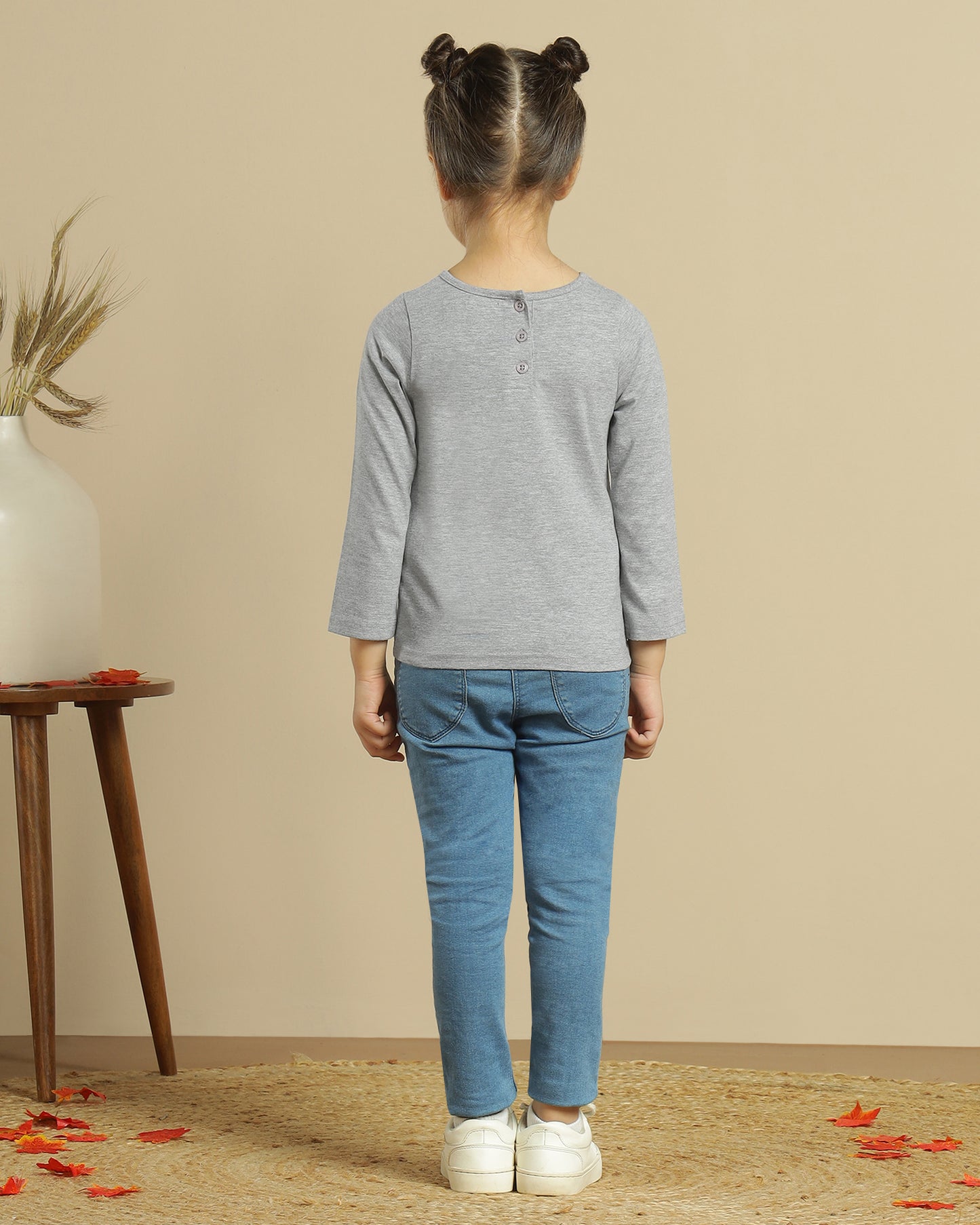 Girls Grey Typography Full Sleeve Top