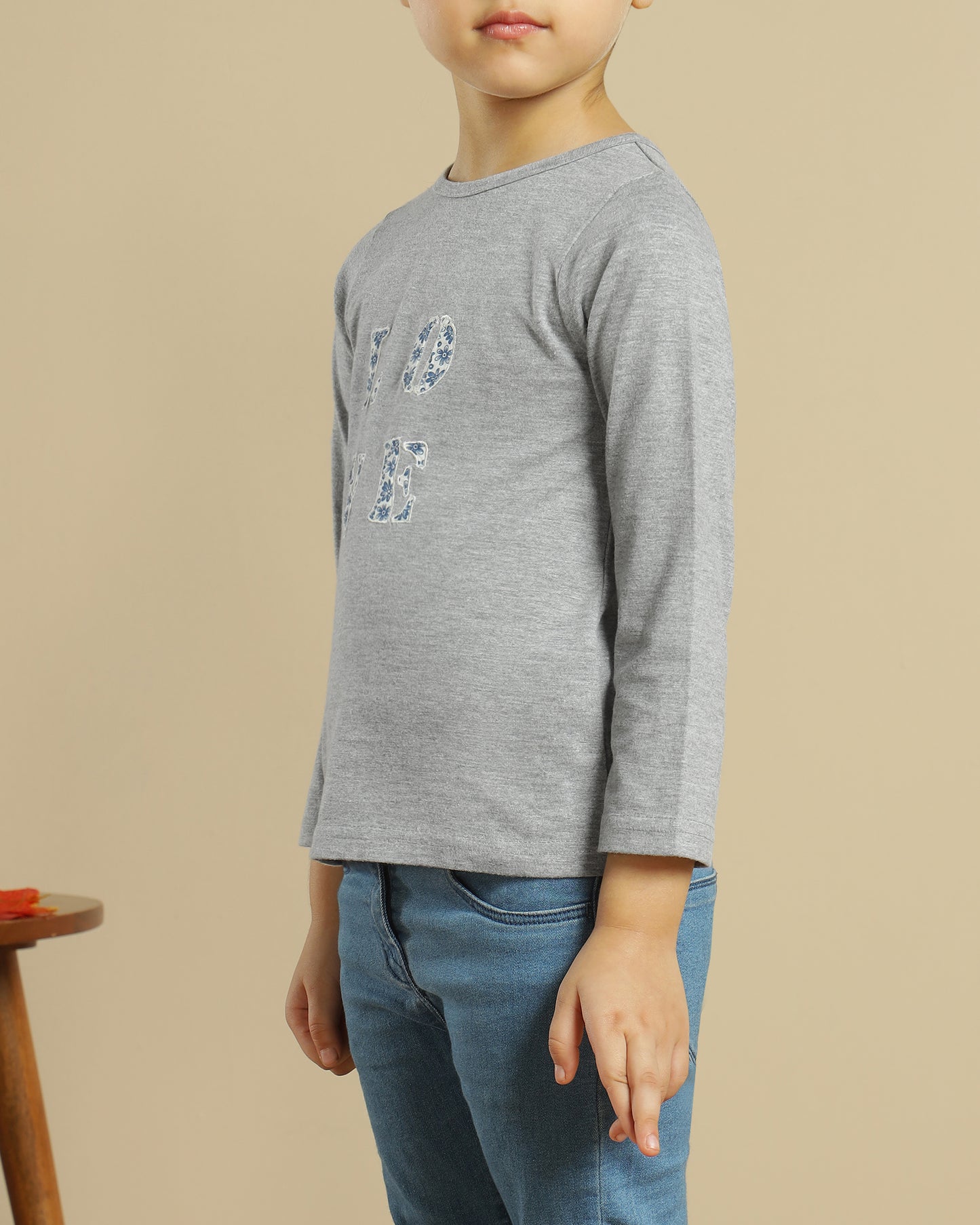 Girls Grey Typography Full Sleeve Top