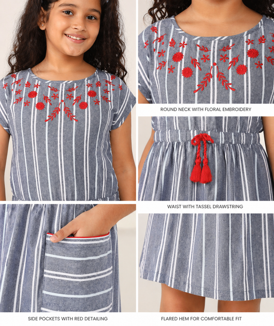 Girls Stripe Pocket Dress