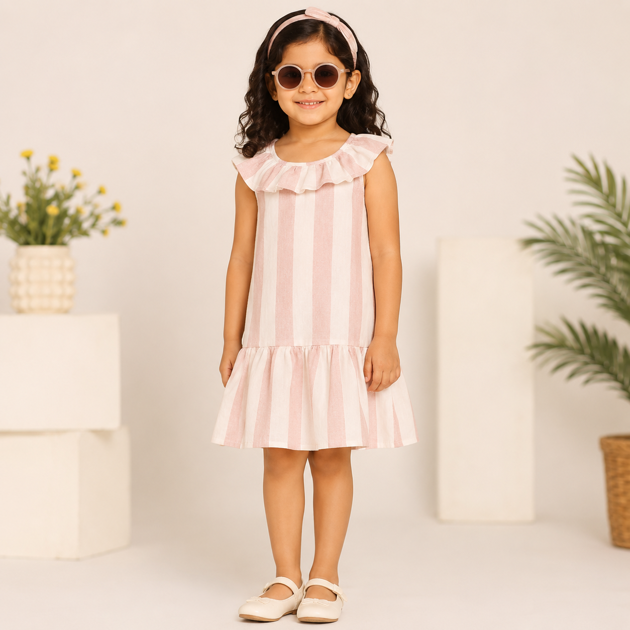 Girls Ruffle Stripe Dress
