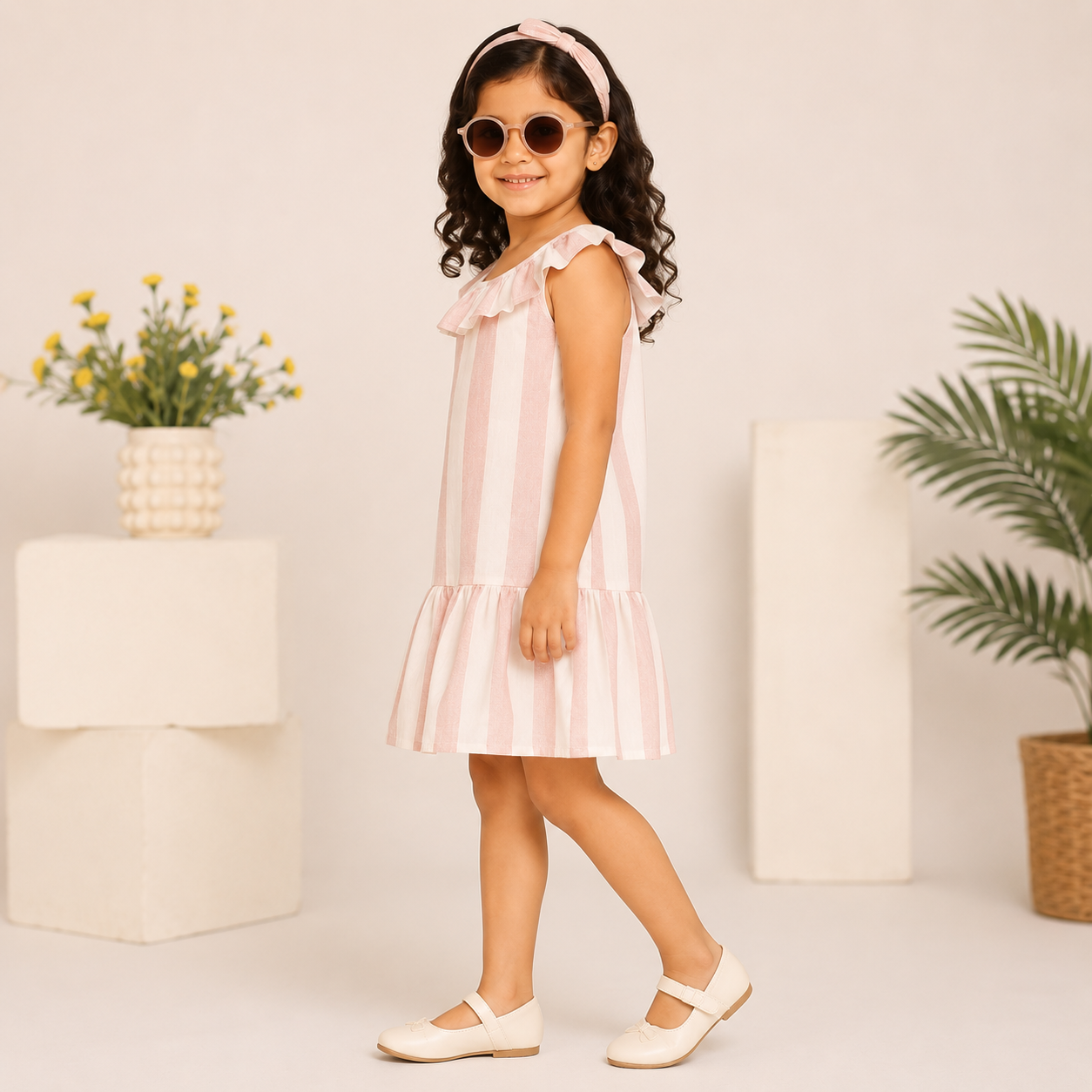 Girls Ruffle Stripe Dress