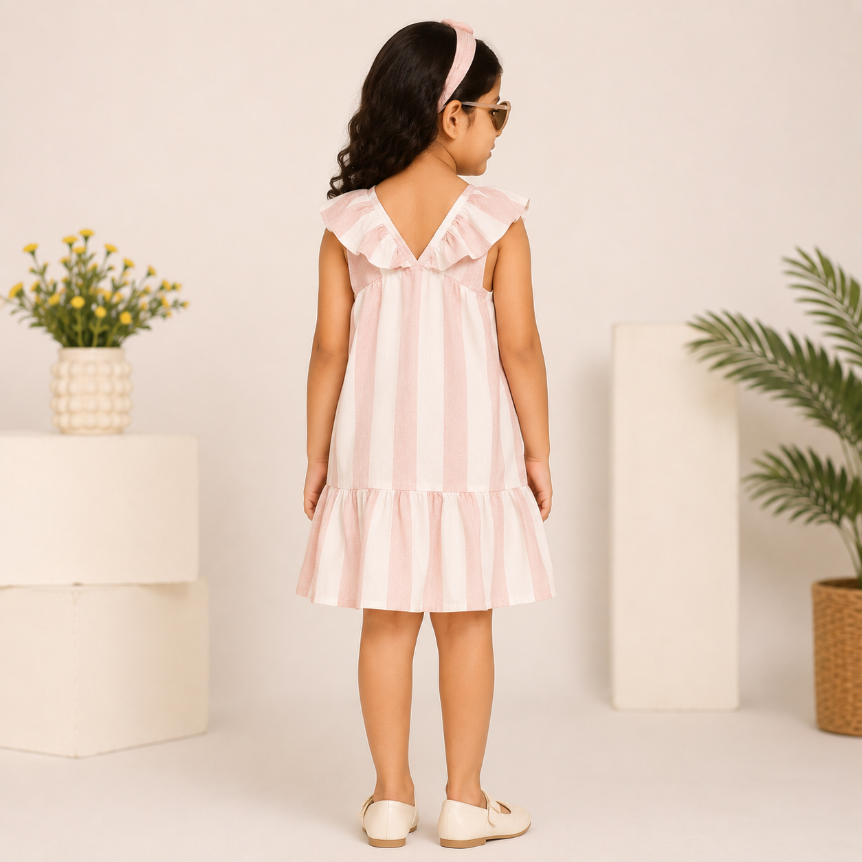 Girls Ruffle Stripe Dress
