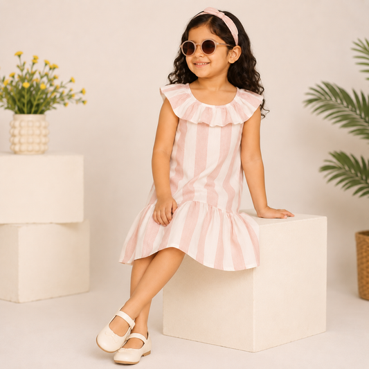 Girls Ruffle Stripe Dress