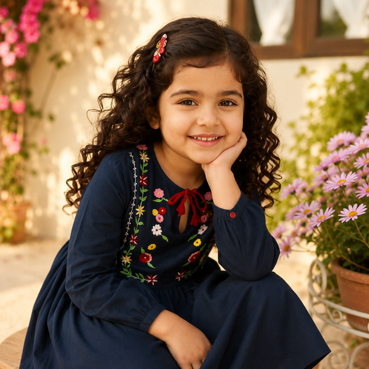 Girls Embroidered Fit & Flare Dress