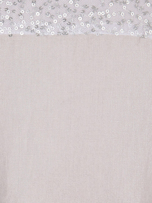 Girls Beige Sequin A-Line Dress