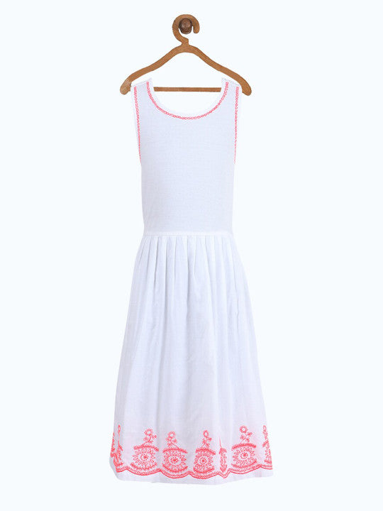 Girls Embroidered Ethnic Fit & Flare Dress