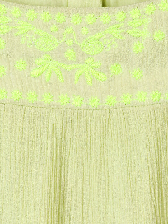 Girls Embroidered Flutter Sleeve Dress