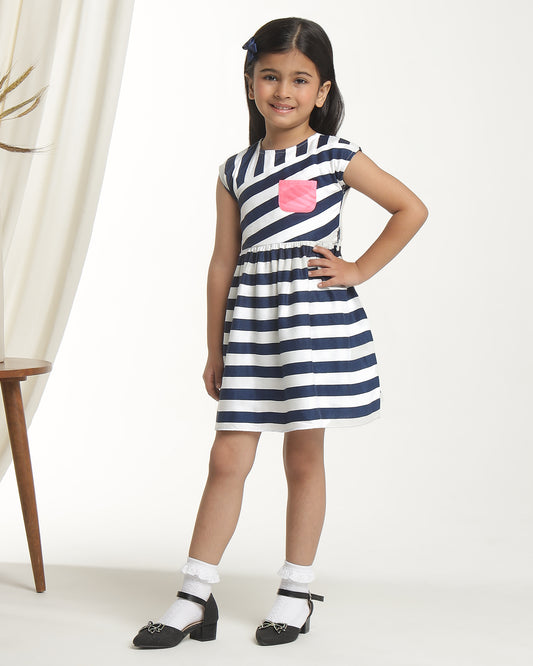 Girls Striped Fit & Flare Dress