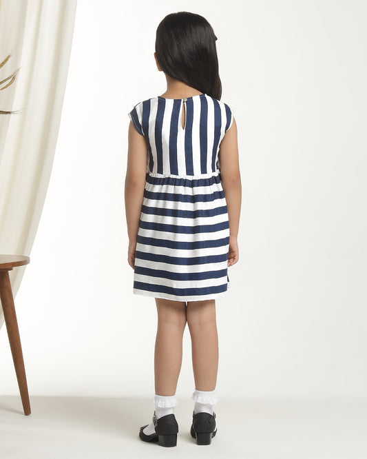 Girls Striped Fit & Flare Dress