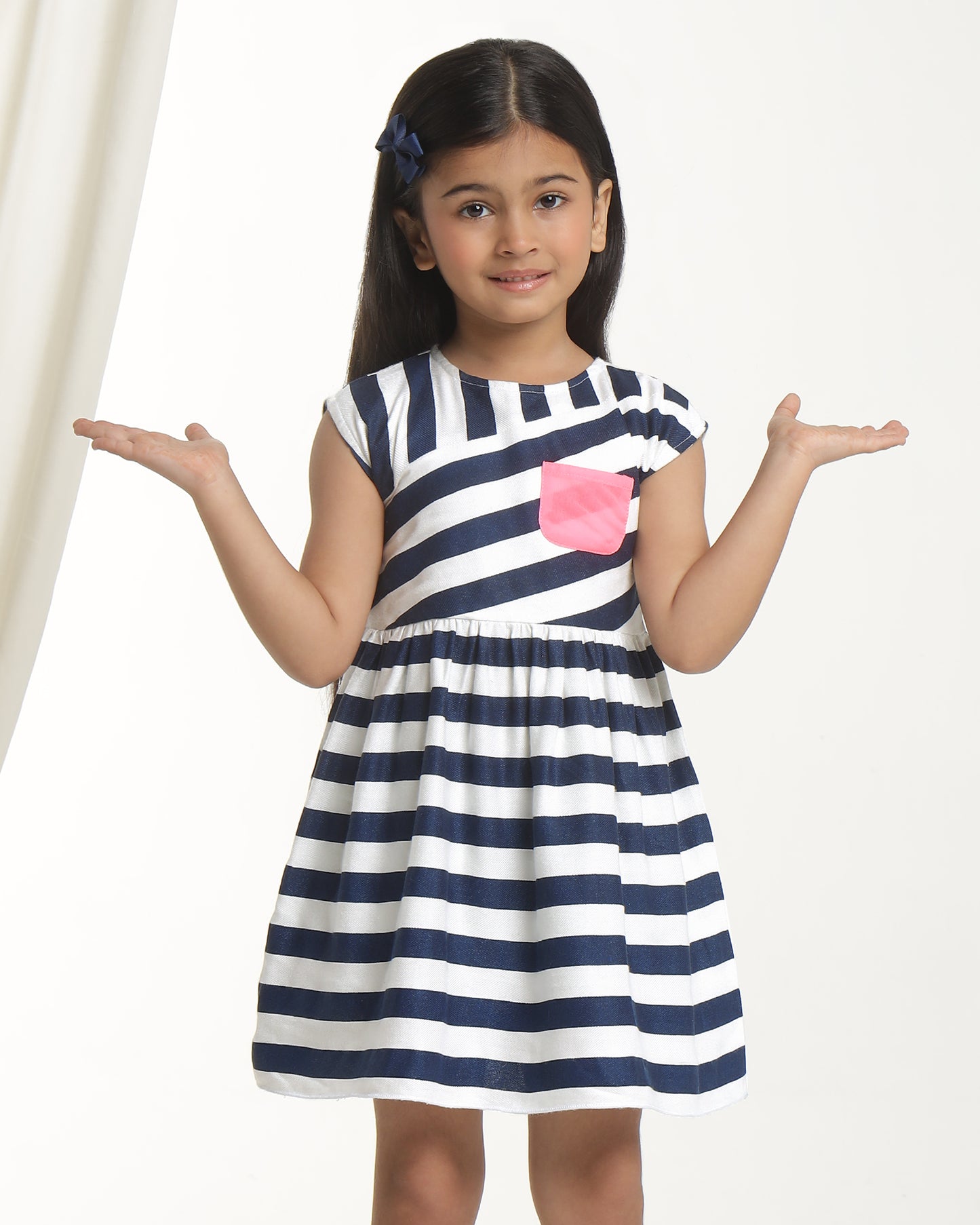 Girls Striped Fit & Flare Dress