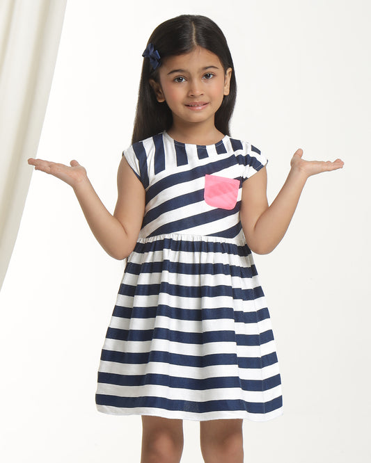 Girls Striped Fit & Flare Dress