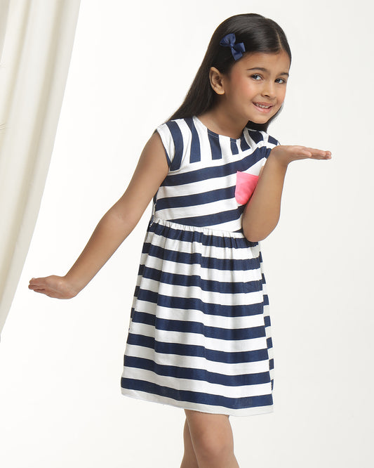 Girls Striped Fit & Flare Dress