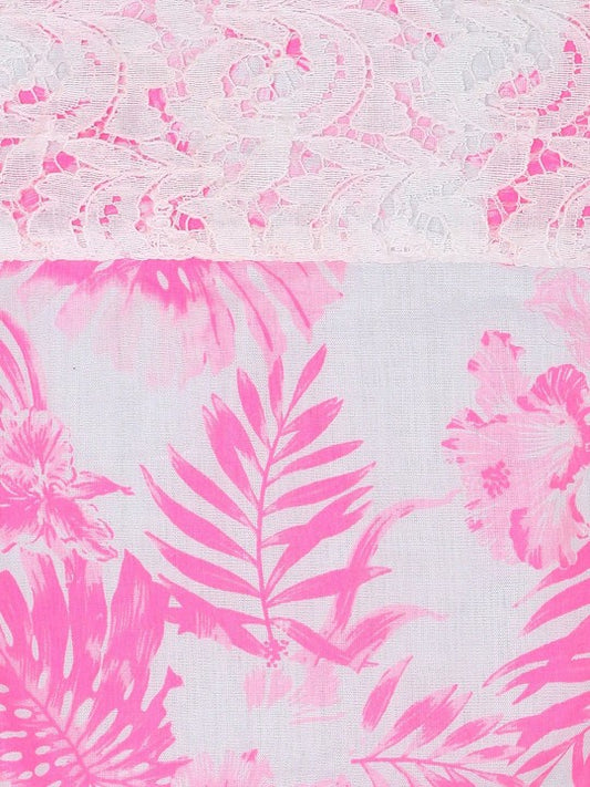 Girls Pink Tropical Floral Dress