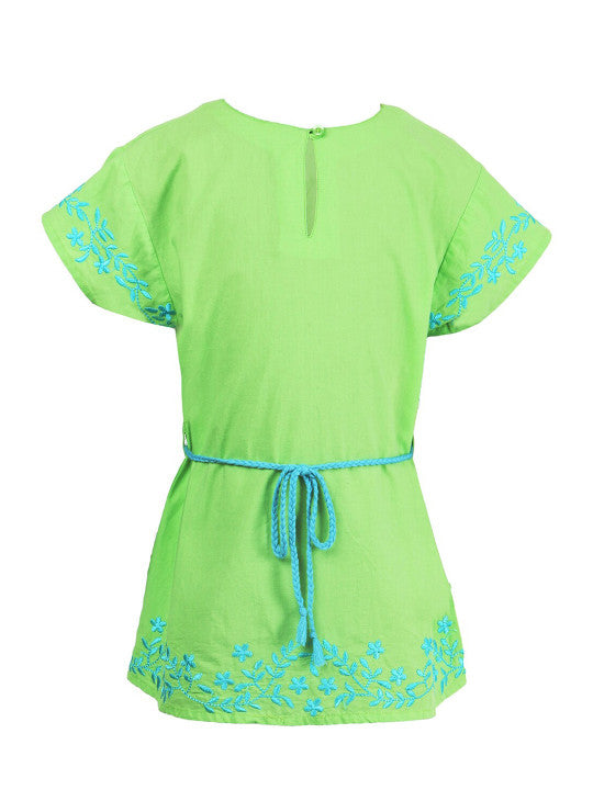 Girls Lime Green Embroidered Top