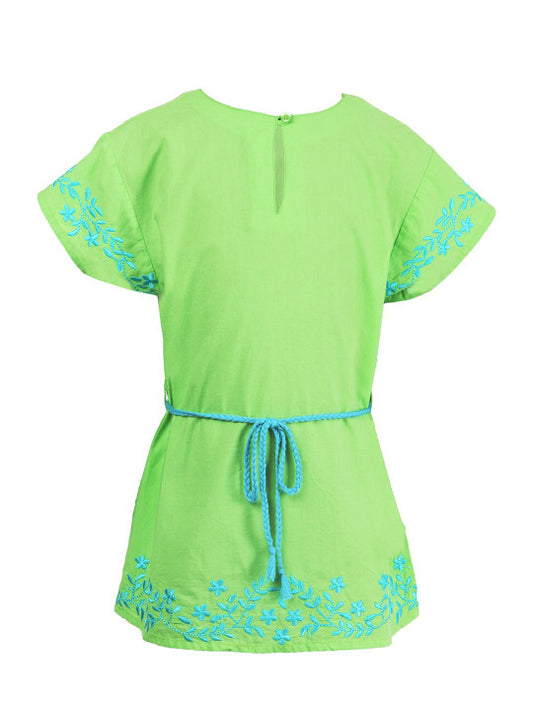 Girls Lime Green Embroidered Top